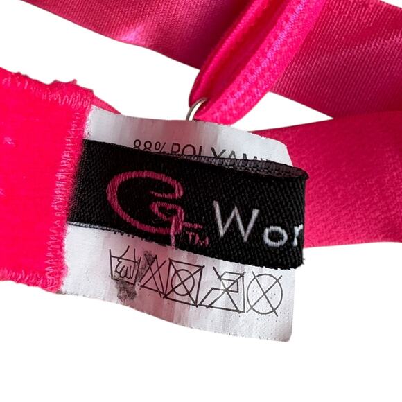 Y2K Neon Pink Lace Sheer Bralette One Size Triangle Barbiecore Loungewear Rave - Picture 5 of 7